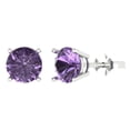 thumbnail image 2 of 4 Ct Round Cut Studs Purple Alexandrite 18K White Solid Solid Gold Everyday Dainty Earrings Push Back, 2 of 7