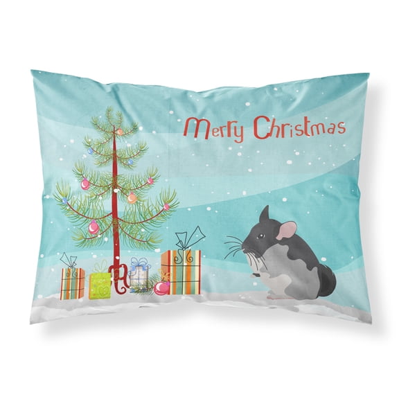 Black Velvet Chinchilla Merry Christmas Fabric Standard Pillowcase