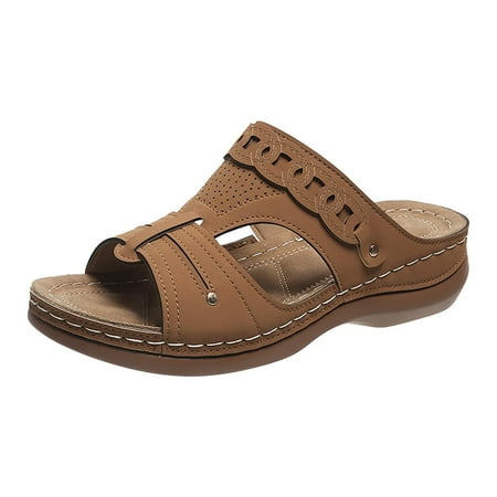 

CYMMPU Women s Slippers Sandals Versatile Flat Slippers Non-slip Lightweight Super Comfort Wedge Heel Platform Sandals