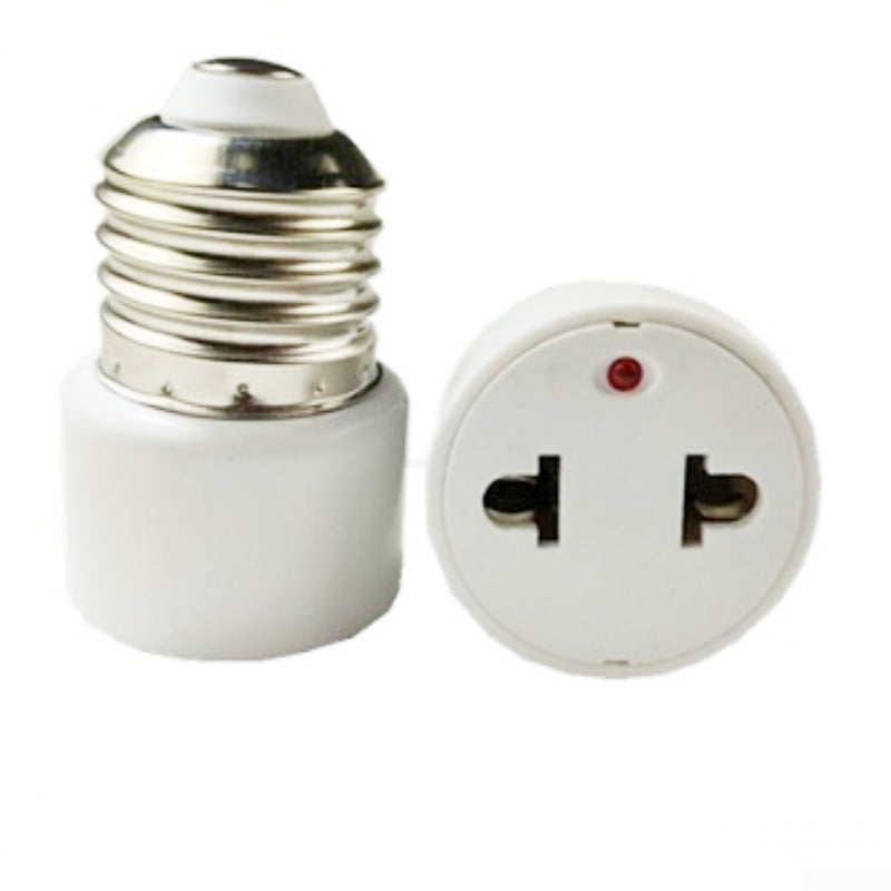 Screw Base Light Bulb Socket Adaptor Converter To 2pc 110V Ac Plug Outlets Black 