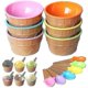thumbnail image 2 of Set Of 6 Ice Cream Dessert Bowls And Matching Spoons Plastic - Assorted Cute Colours Wafer Design, 2 of 2