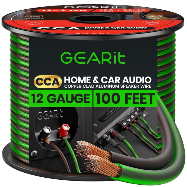 Cable de altavoz calibre 12, cable de altavoz de 100 pies para audio de coche, cine en casa, CCA, ne