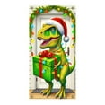 thumbnail image 2 of ToyKingdee Christmas Dinosaur Door Cover Large Dinosaur Door Banner Decorations T-Rex Delivering Gifts Door Backdrop Photography Background for Xmas Holiday Party Supplies, 2 of 6