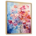 thumbnail image 2 of Designart "Pink And Blue Trees landscape Pointillism VI" Cottage Floater Framed Wall Art Living Room, 2 of 7