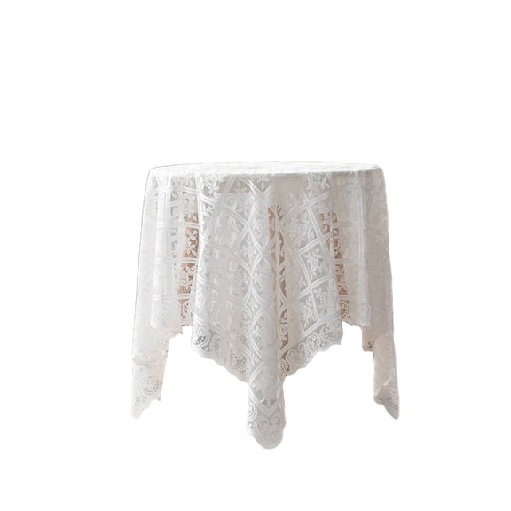 Tainini White Tablecloth ,Fringed Table Cloth/Coffee Table Cloths, Table Covers for Table ,35.4 x35.4“