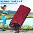 thumbnail image 6 of for iPhone 14 Pro Max Case with Card Slots, PU Leather Protective Shockproof Case with Ring Buckle, Magnetic Clasp Kickstand Cover for Women Men for iPhone 14 Pro Max - Winered, 6 of 10