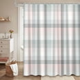 thumbnail image 2 of LALILO Soft Pink Plaid Check Pastel Gray White Shower Curtain, 72x72 in, 12 Hooks, 2 of 6