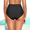 thumbnail image 5 of Bikini Bottoms, Duoif High Waisted Swim Bottoms with Pockets Women's Swimwear Black L, 5 of 9