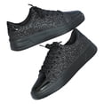 thumbnail image 5 of AUDeals Women's Rhinestone Sneakers, Glitter Lace Up Shoes with Bling Style and Lightweight Comfort for Tennis and Casual Wear (Black, 8.5), 5 of 6