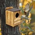 thumbnail image 6 of 9'' x 14.5'' Owl House for Outdoor, Screech Owl House, Bird Box Large Handmade Wooden Circular Opening Screech Box for Outside with Mounting Screws and A Bag of Wood Shavings, 6 of 6