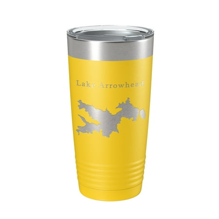 

Lake Arrowhead Map Tumbler Travel Mug Insulated Laser Engraved Coffee Cup California 20 oz Yellow