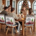 thumbnail image 5 of Christmas Trucks Chair Covers Set of 4 Xmas Car Gifts Bow Plaid Retro Wood Grain Chair Back Covers Stretch Removable Washable Slipcovers Protector for Dining Room Kitchen Party Decor, 5 of 5
