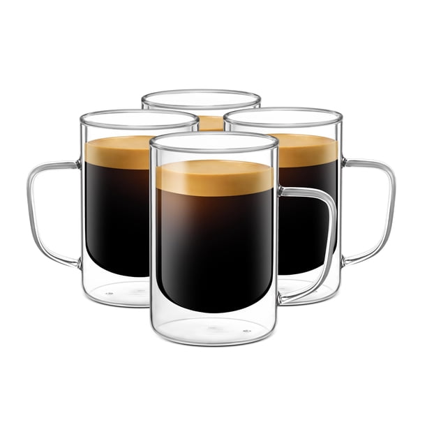 Tazas de café Luxu de vidrio martillado, 450 ml, juego de 6