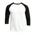 thumbnail image 4 of Men's 3/4 Sleeve Crew Neck Baseball Shirt, Casual Dynamic Cotton Raglan T Shirts, Black/White L, 1 Pack, 4 of 7