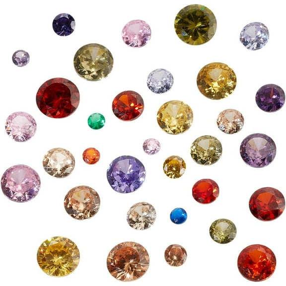 104 Pcs 8 Sizes Clear Cubic Zirconia Stone Loose CZ Stones Faceted Cabochons Rhinestone Pointed Back Diamante Gems