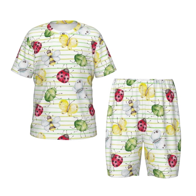 Balery Insects Conjunto de Pijama Infantil de Manga Corta con Estampado – Ropa de Dormir de Algodón Suave-Medium