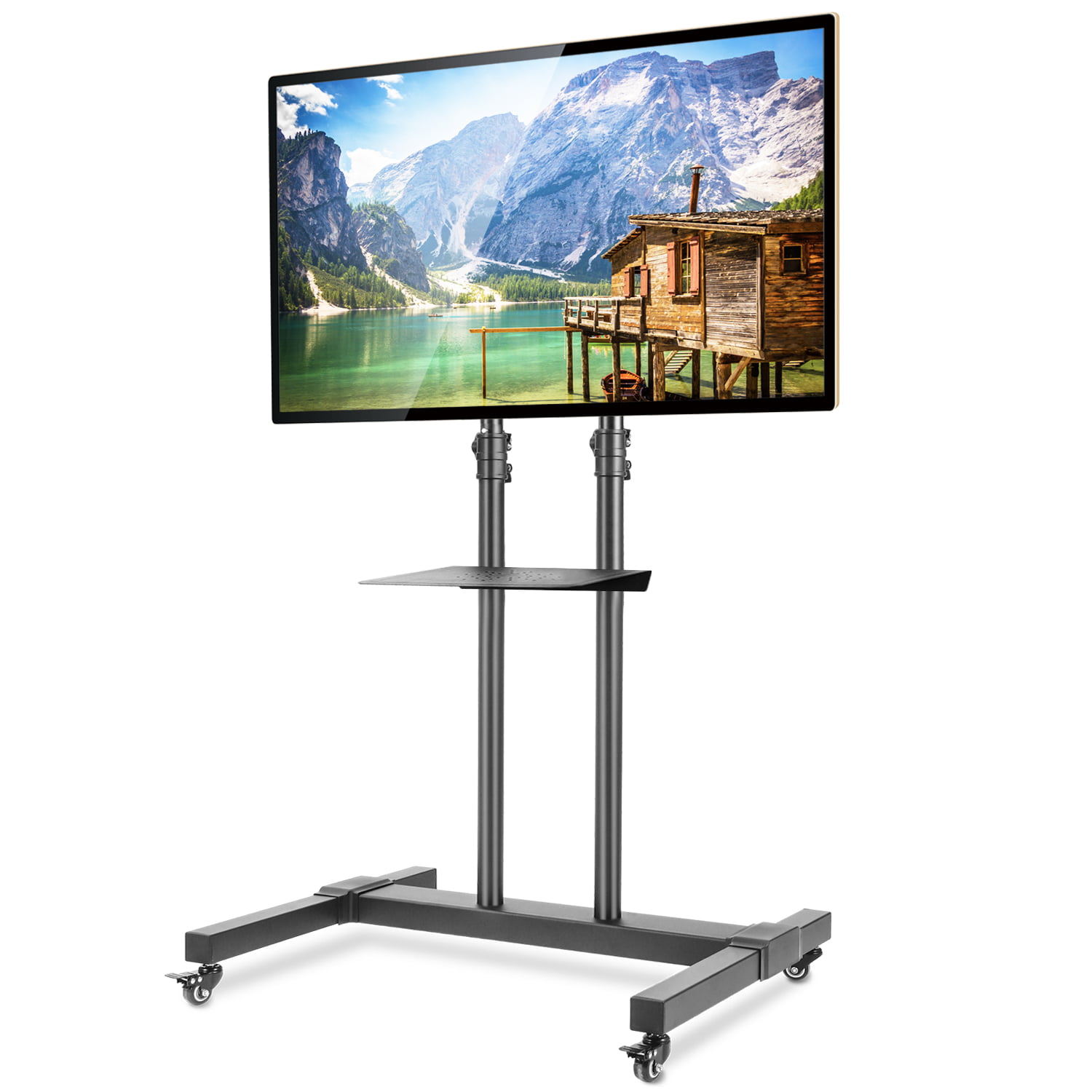 Rolling Tv Stand Mobile Tv Cart For 40 80 Flat Screen Tv Floor