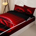 thumbnail image 3 of Manfei Sports Car Zipper Twin Comforter Sets with Fitted Sheet and 2 Pillowcases,Red Neon Light Print Zipper Bedding Set,Black Reversible,4pcs, 3 of 8