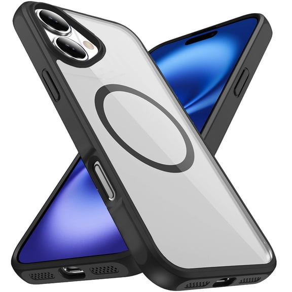 XPM for Apple iPhone 17 Magnetic Circle HQ Transparent Clear TPU Thick 2.0mm Frame Hybrid Shockproof Protector Phone Case Cover (Black)