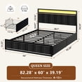 thumbnail image 3 of GUNAITO Queen Bed Frame with Headboard, Platform Bed with 2 Drawers, Velvet Upholstered Bed Frame with LED Lights & Charging station，Black, 3 of 9