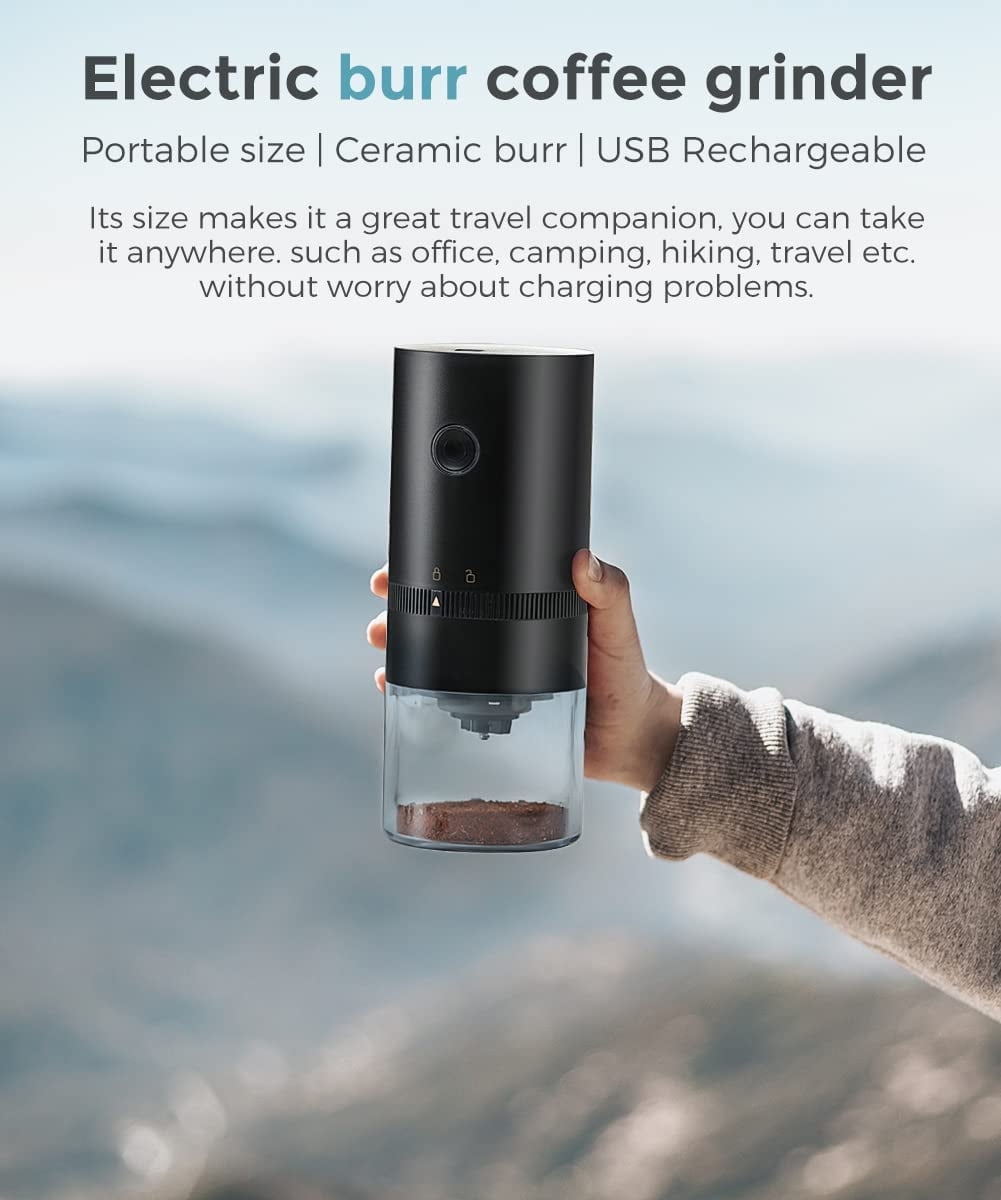 Portable Electric Burr Coffee Grinder Usb Rechargeable Small - Temu