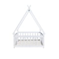 thumbnail image 4 of Mirightone Twin Size Floor Bed, Montessori Teepee Floor Bed with Rails, Wood Tent-Shaped Bed with Fence (White), 4 of 12