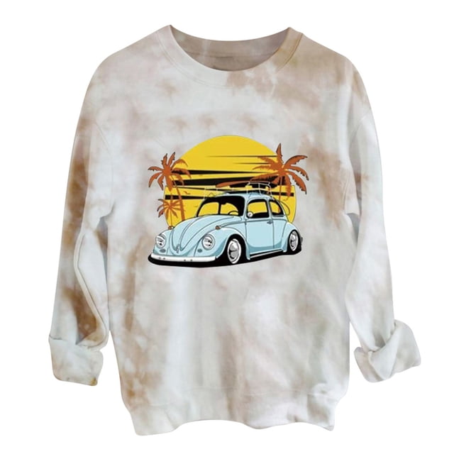 Mujeres Tops Tie-dye Casual Manga larga Halloween Sudadera Pullover Camisas Blusa Pompotops gfhjh8336