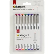 Kingart Inkline Fine Line Art & Graphic Pens, Archival Japanese Ink, Set of 8 Unique Colors, Size B Brush Nib