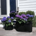 thumbnail image 4 of WHW Whole House Worlds French Country Style Oval Planters, Set of 3, Glossy Black, Galvanized Metal, Chubby Ripple Belly, Corrugated Cache Pots, Rustic, Over 2 ft., 24.5, 20 and 14.5 Inches, 4 of 7
