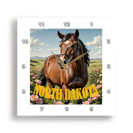 3dRose, For The Love Of North Dakota, 15x15 Wall Clock