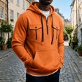 thumbnail image 4 of Mens Pullover Hoodie Fleece Sweatshirt Chest Zip Pockets Kangaroo Pocket Casual Hooded Top, 4 of 8