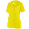 thumbnail image 1 of 1670A-Pwr YLW- Wht-L Ladies Overpower Two-Button Jersey, Power Yellow & White - Large, 1 of 1