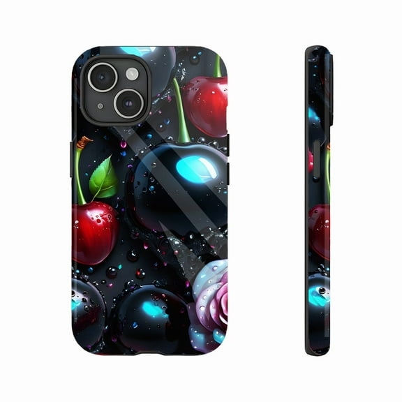 Cherry Rose Design Stylish Shockproof Phone Case for Apple iPhone 11/12/13/14/15/16 Pro Max Plus Compatible with All Models Perfect for Trendsetters & Summer Style