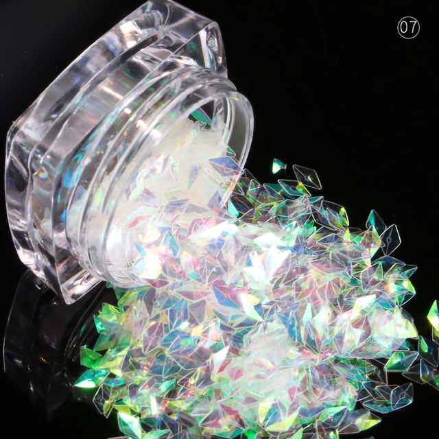 Fiudx Parches de Uñas Postizas con Lentejuelas de Diamante Tridimensionales y Purpurina, Accesorios para Decoración de Uñas
