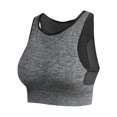 thumbnail image 4 of Training Bras Women Yoga Bras Solid Sleeveless Cold Shoulder Casual Tanks Blouse Tops V-Neck Padded Bra Feature Hook and Eye Closure T-Shirt Bra Style Y-544 , Gray L, 4 of 4