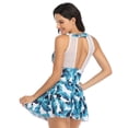 thumbnail image 4 of Traje de baño de una pieza para mujer Control de barriga Cuello en V alto Malla Fruncido Trajes de baño Trajes de baño - Hojas azules, 4 of 6