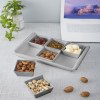 Bandeja de 6 compartimentos para snacks y frutas | Organizador de plástico para snacks, frutos secos y aperitivos | Fácil de limpiar, bandeja gris multisección | 32,8 x 21,5 x 4 cm