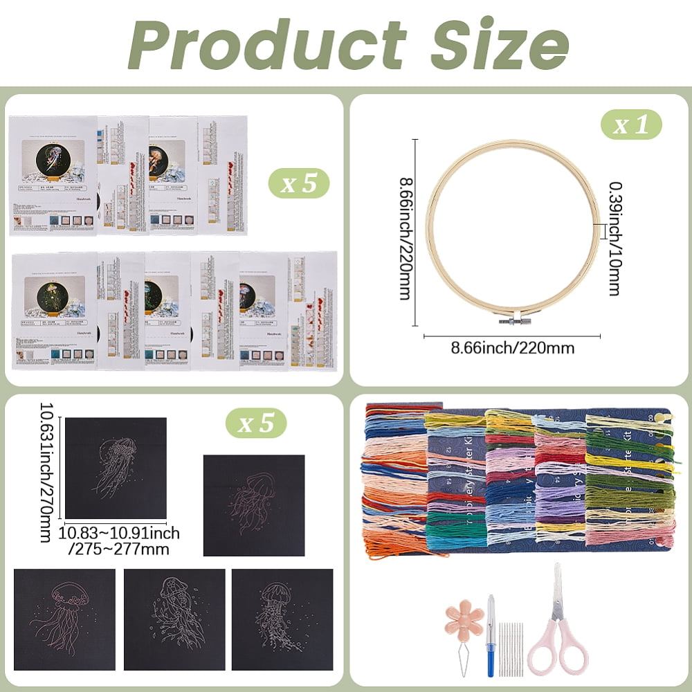 1 Set DIY Jellyfish Pattern Embroidery Kits with Plastic Handle Iron Seam Rippers Mixed Color 89x10mm