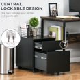 thumbnail image 3 of Black Lockable Steel File Cabinet on Wheels - A4/Letter/Legal Size Storage for Home or Office - Durable Metal Filing Cabinet with Pencil Tray & Security Lock, 3 of 7