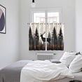 thumbnail image 4 of Forest Elk Kitchen Curtains 63 Inch Length, Rustic Nature Tree Retro Deer Silhouette Grommet Top Bedroom Living Room Curtains, Light Filtering Cafe Curtain Drapes 2 Panels Set 104''x63'', 4 of 9