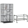 thumbnail image 5 of Alden Design 69" H Rolling Extra Large Metal Bird Cage with Detachable Stand for Parrots, Black, 5 of 11