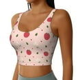 thumbnail image 2 of Goofa Strawberry Printed Sports Bras for Women, High Impact Running Bra Workout Crop Tank Tops Longline Sports Bra Push up-Small, 2 of 9