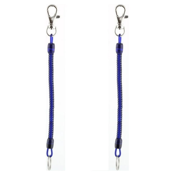 Plastic Elastic  Coil  Chain Keychain Dark  Silver Tone 2Pcs