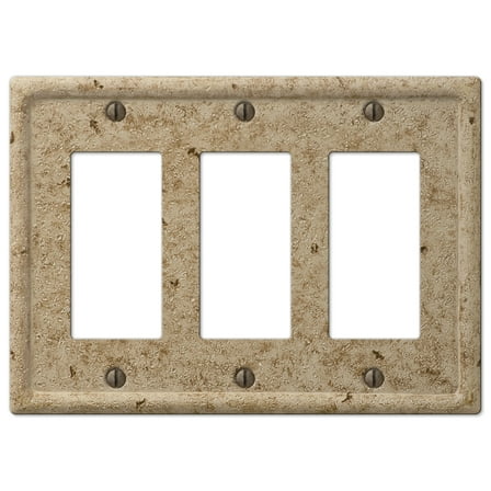 Amertac 8351RRRNC 3 Rocker GFCI Texture Stone Noce Wallplate