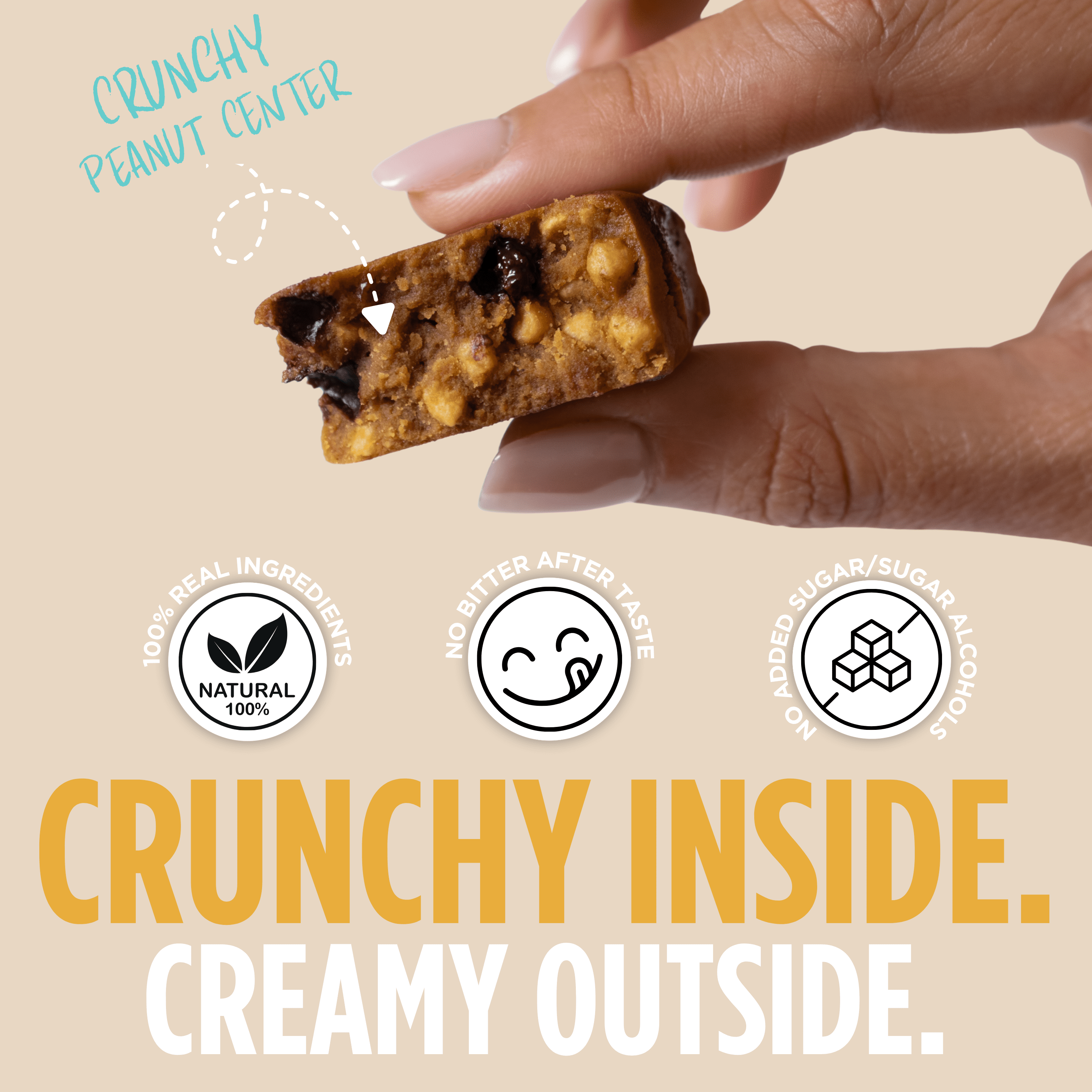 100 Cal Snacks Peanut Butter Chocolate Chip Protein  Bar, High Protein, Fiber; Gut Healthy, Zero Added Sugar, Gluten Free. 0.88 oz, 20 Count