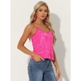 thumbnail image 2 of DARING DIVA Women's Sequin Sparkle Glitter Crop Cami Top S Neon Pink, 2 of 6