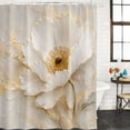 thumbnail image 2 of Cream Gold Flowers Bathroom Shower Curtains with 12 Hooks Polyester Waterproof Shower Curtain for Stalls and Bathtubs Modern Abstact Oil Painting Floral Decorative Bathroom Curtain 66x72 Inches, 2 of 9