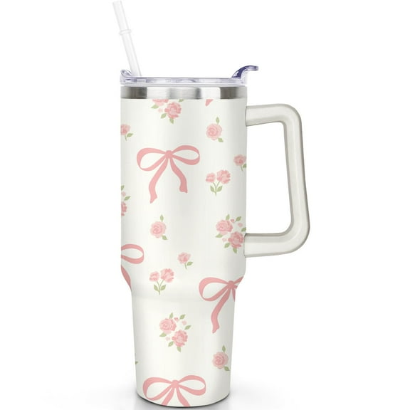 1pc Girls Gifts 40oz Tumbler with Straw & Handle - Insulated Stainless Steel Cup | Holiday Gift for Man Women (Christmas, Valentine's, Birthday)