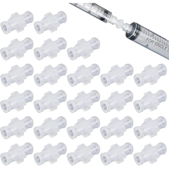 25pcs Luer Lock to Luer Lock Connector, Female Luers Syringe to Syringe Transfer Joint,PP Syringes Adapter Coupler (25)