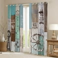 thumbnail image 2 of Vintage Windmill Curtains & Drapes 52"Wx84"L, Farmhouse Rustic Wheel Blackout Curtains Farm Animal Rooster Cow Curtains Western Barn Wooden Board Country Window Treatments Teens Adult Bedroom, 2 of 5